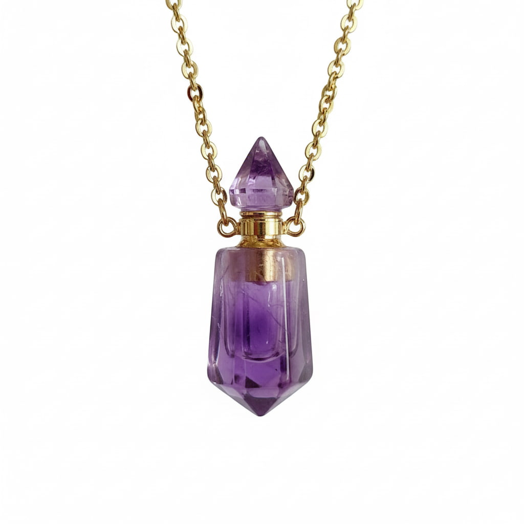 Amethyst Halskette - Parfümfläschchen CrystalScents