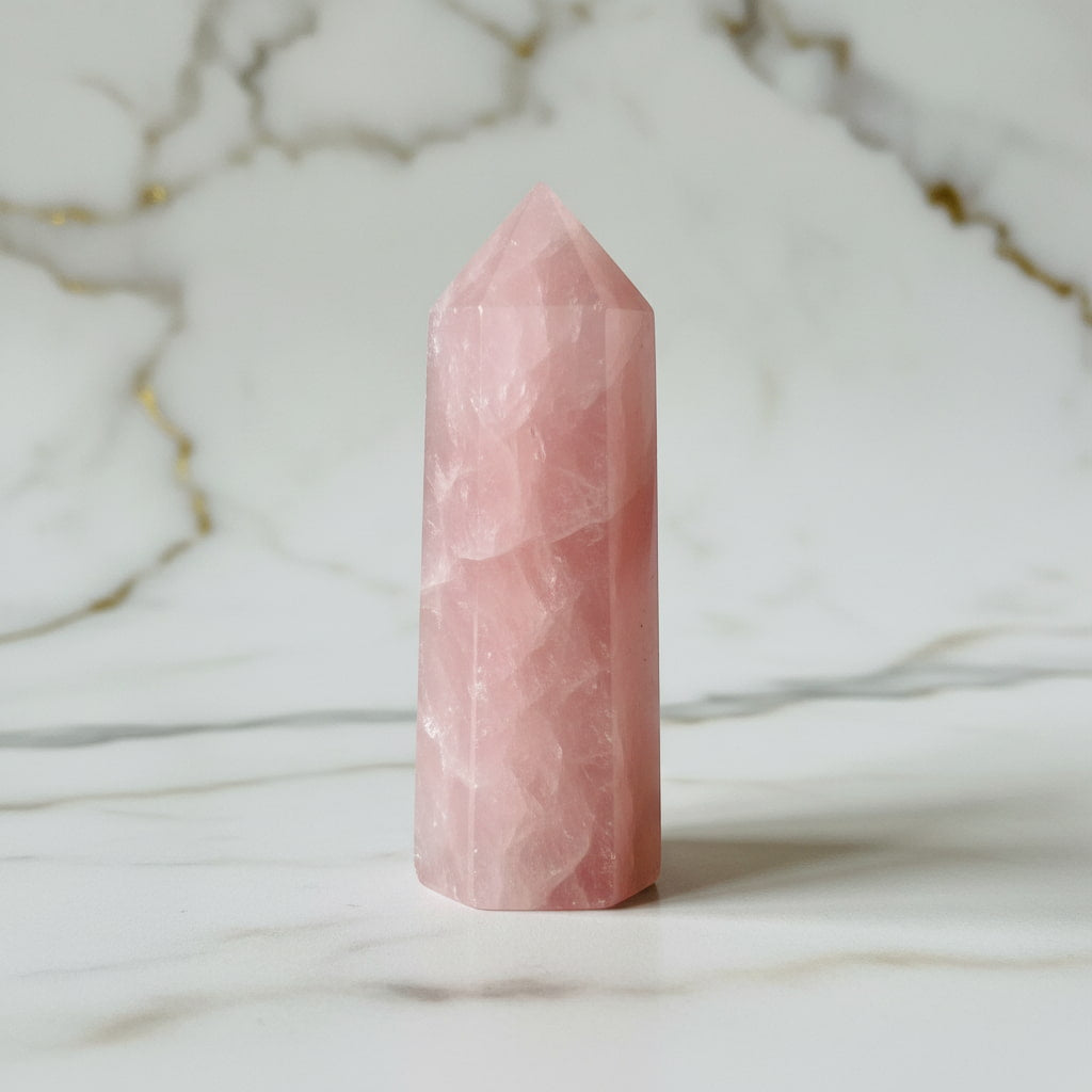 Rosenquarz Obelisk Mini – Herzenergie & Sanftmut