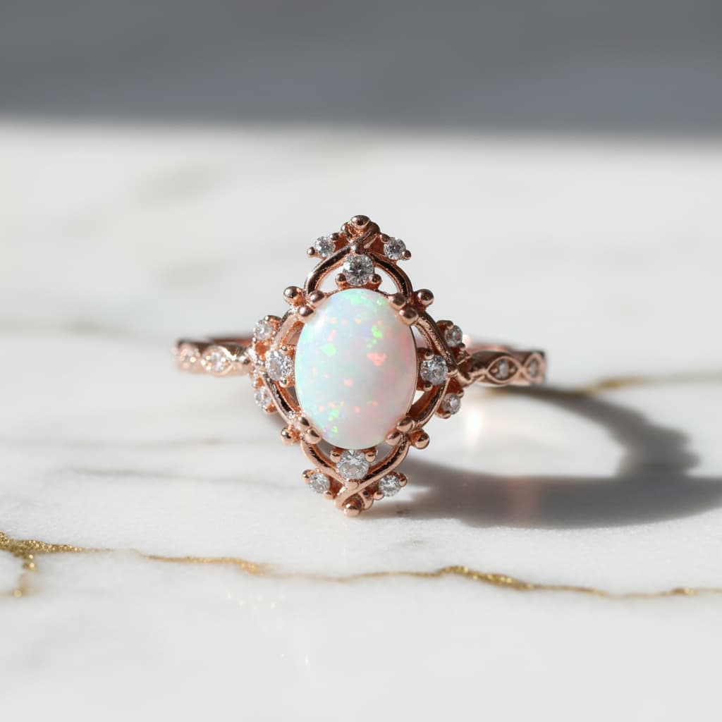 Opal Ring - Roségoldene Eleganz