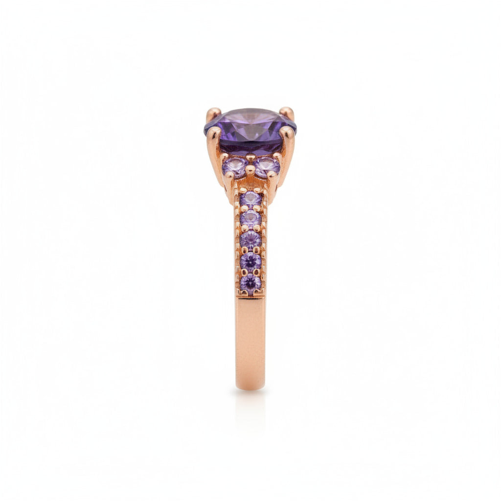 Ring Roségold – Runder violetter Akzent CrystalScents
