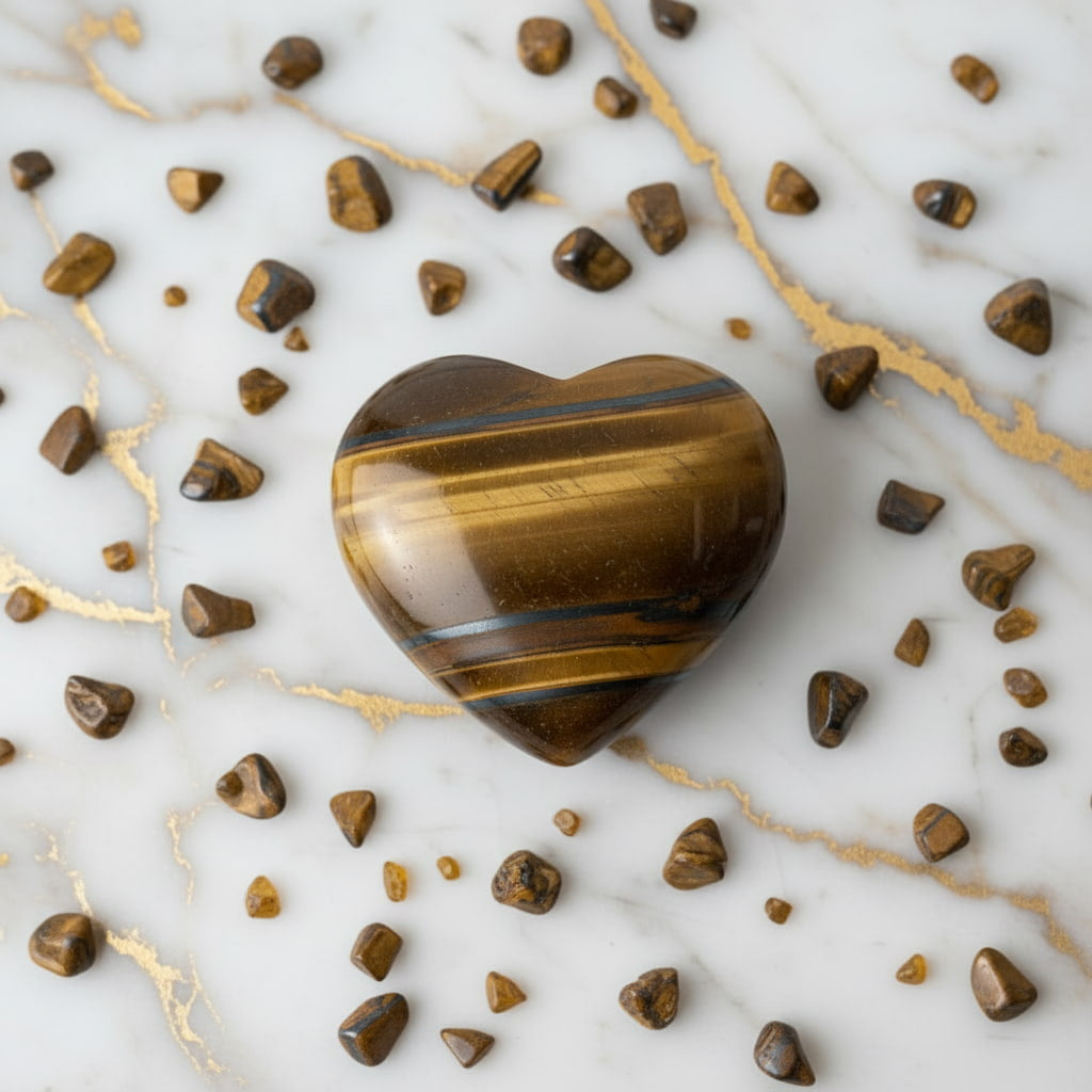 Mini Tigerauge Herz - Schimmernder Talisman CrystalScents
