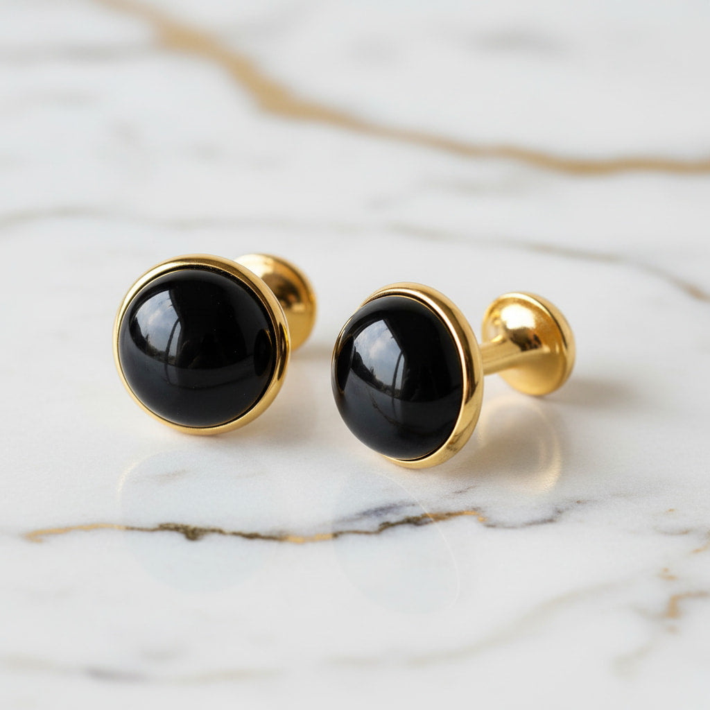 Obsidian Manschettenknöpfe - Kraft & Schutz CrystalScents