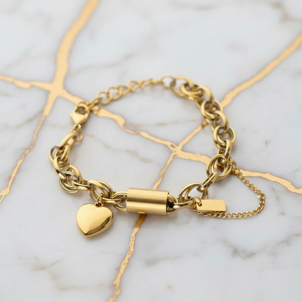 Armband in Gold mit Herz – Grobes Design CrystalScents