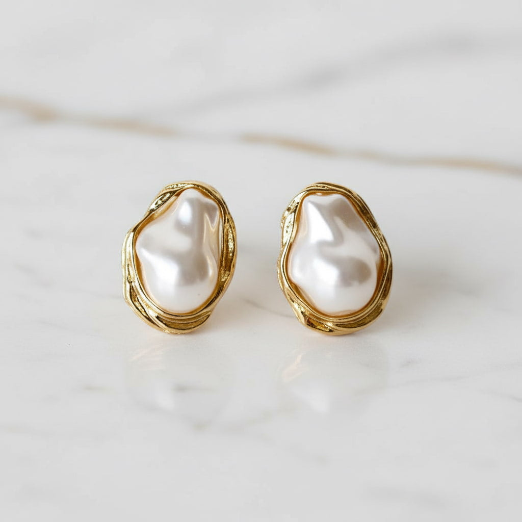 Ohrringe – Gold mit großen Perlen CrystalScents