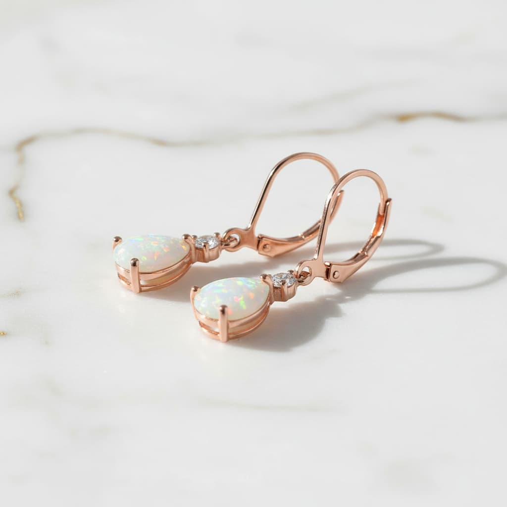 Opal Ohrringe Roségold – Licht & Leichtigkeit CrystalScents