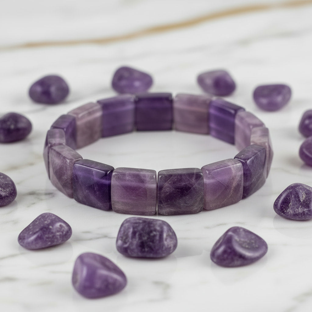 Amethyst Armband – quadratische Steine, innere Ruhe & Geschenk CrystalScents
