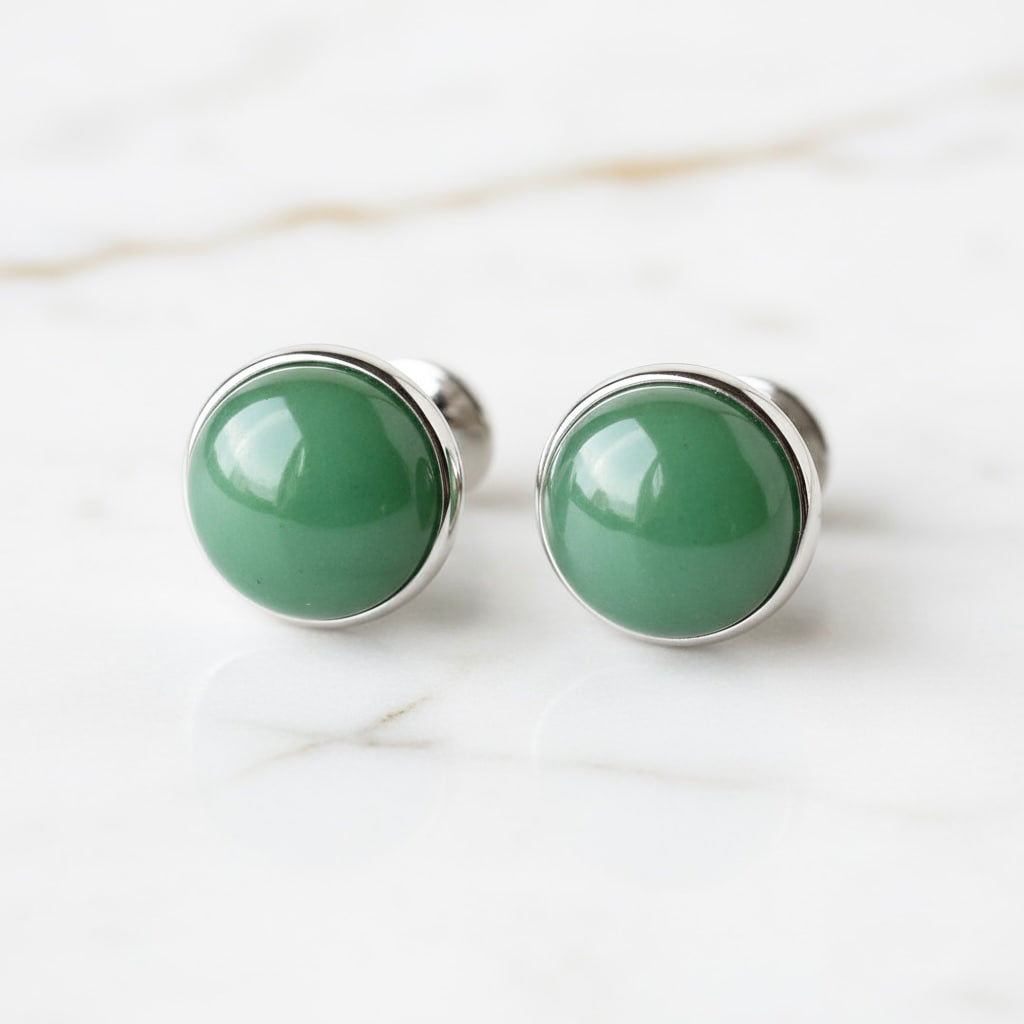 Aventurin - Silberne Maschettenknöpfe