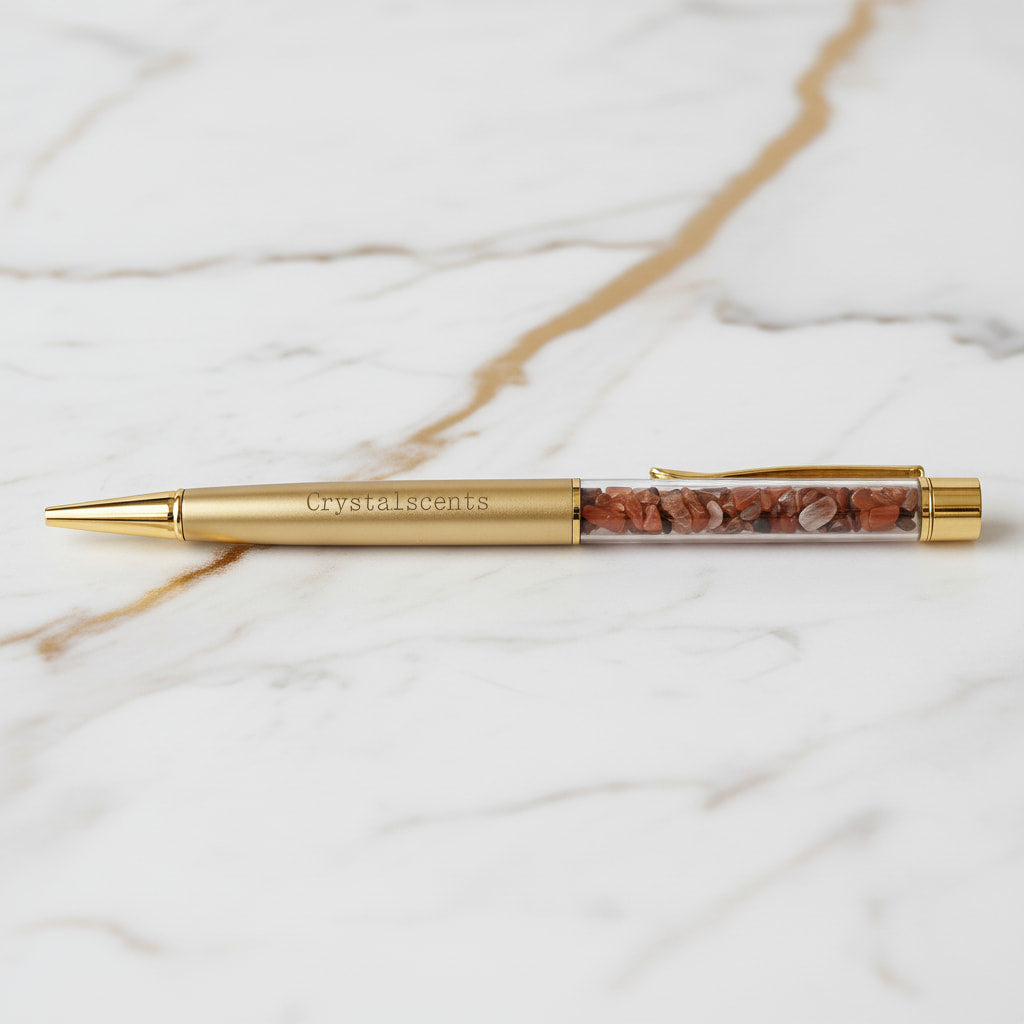 Roter Achat Kristallstift - Goldene Eleganz CrystalScents