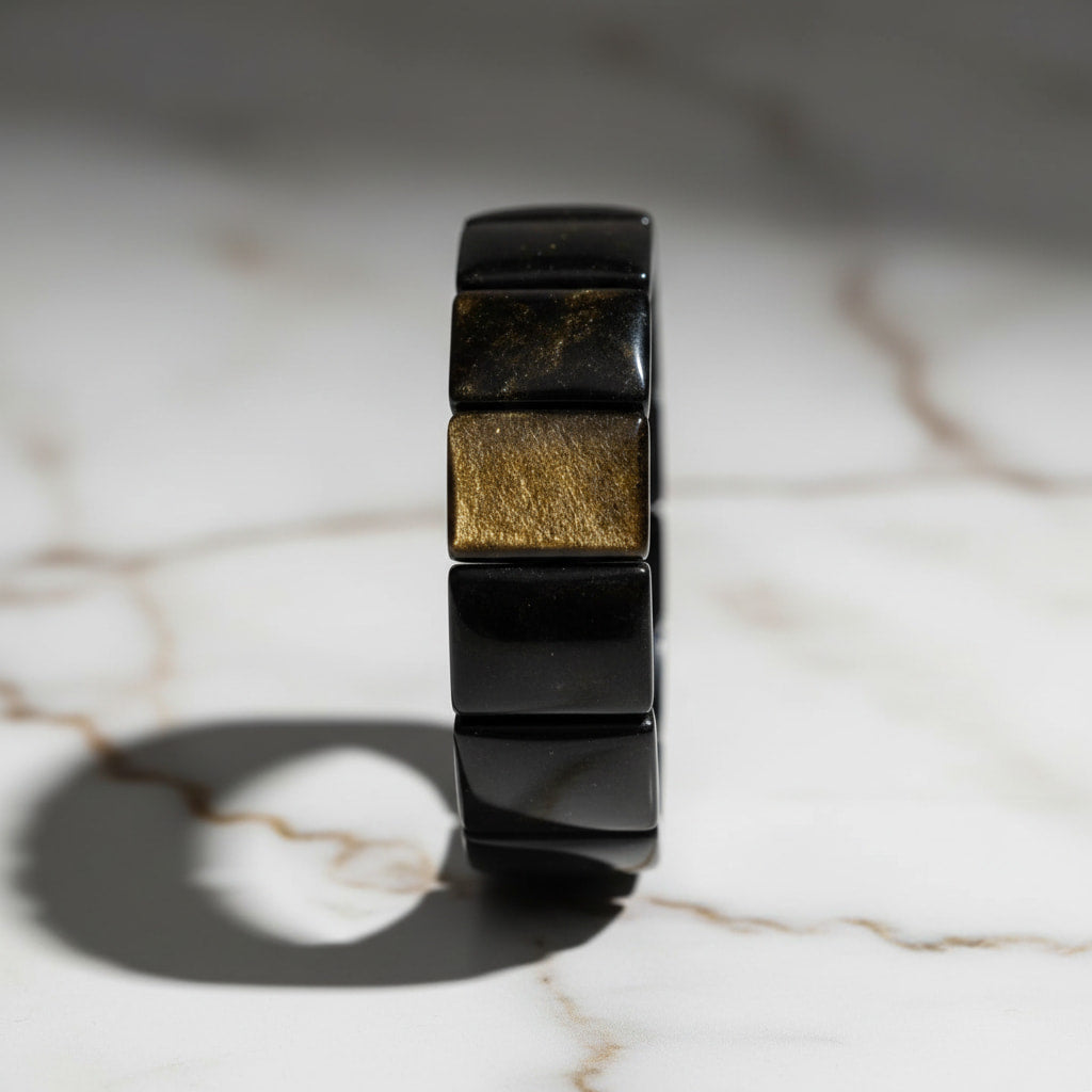 Gold Obsidian – Breites Armband mit magischem Schimmer CrystalScents