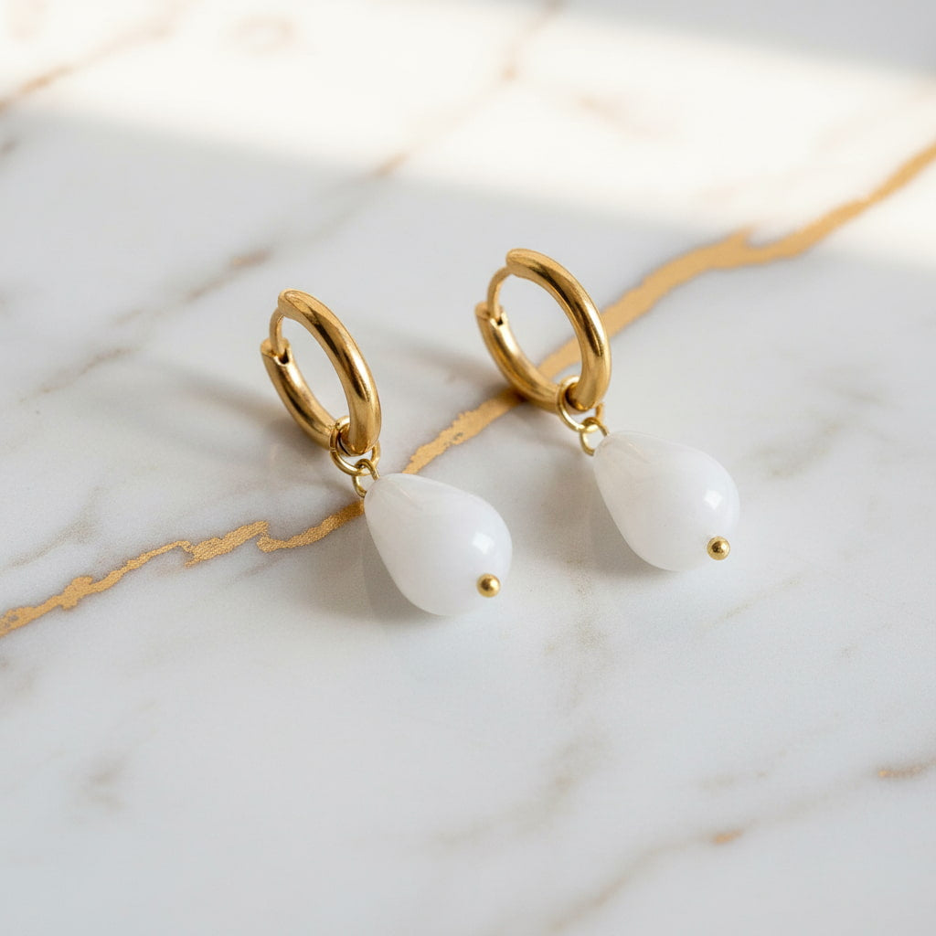 Ohrringe Gold mit Bergkristall Tropfen