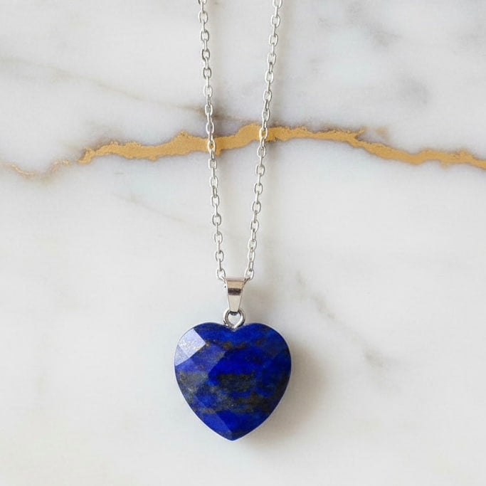 Lapislazuli Halskette - Facettiertes Herz CrystalScents
