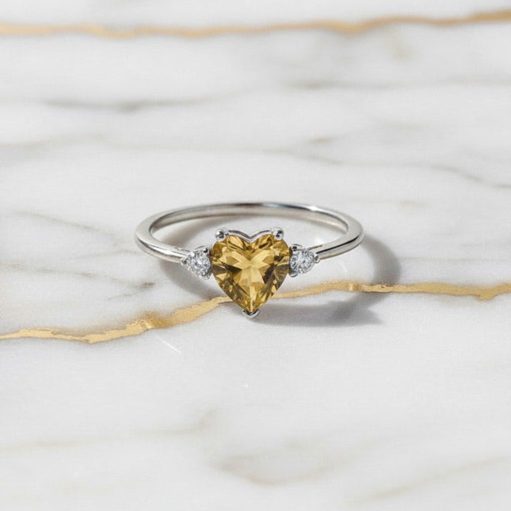 Citrin Ring - Strahlendes Herz