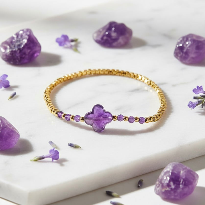 Amethyst Armband – Harmonie & Ausstrahlung mit Blüten-Design CrystalScents
