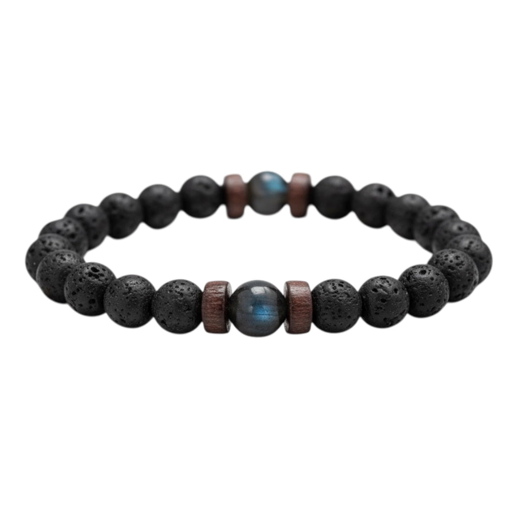 Vulkanstein & Labradorit Kugelarmband