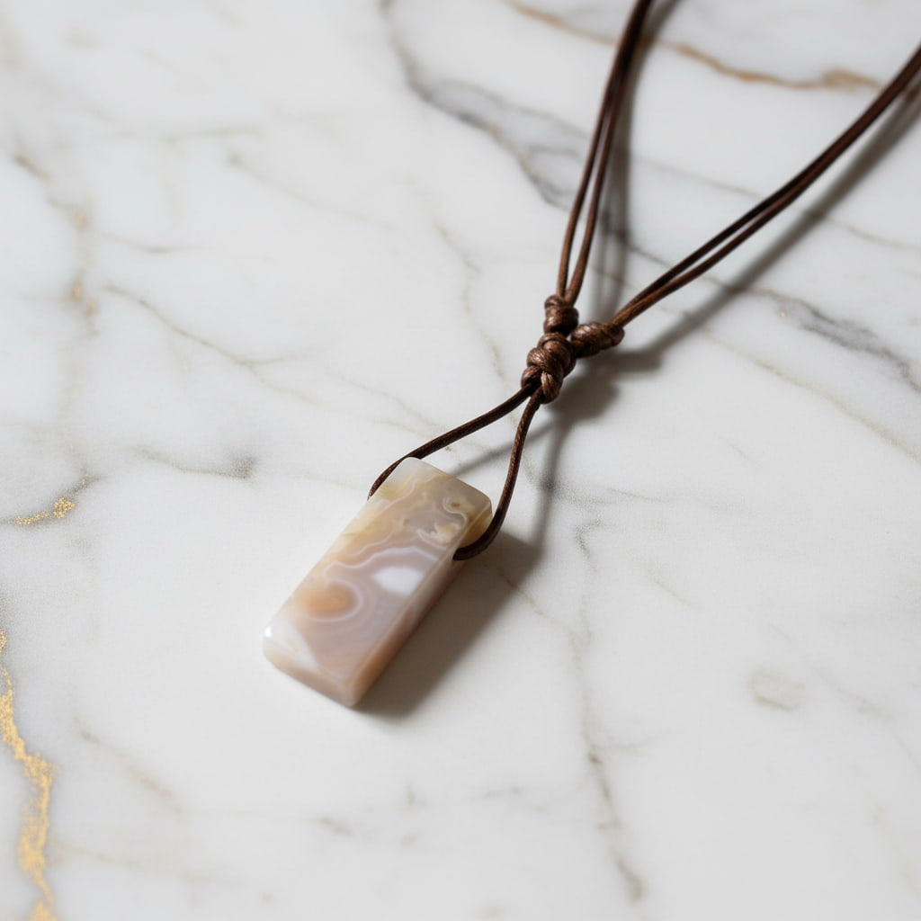 Achat Halskette – Länglicher Anhänger an verstellbarer Kette CrystalScents