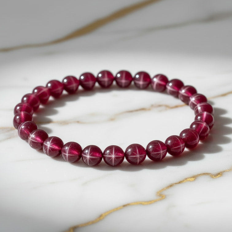 Star Rubin Kugelarmband - Leuchtender Stern-Effekt CrystalScents