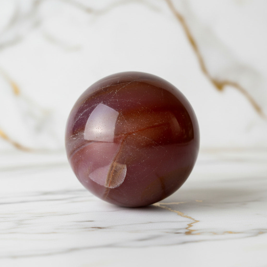 Achat Kugel – Glänzender Kristallakzent