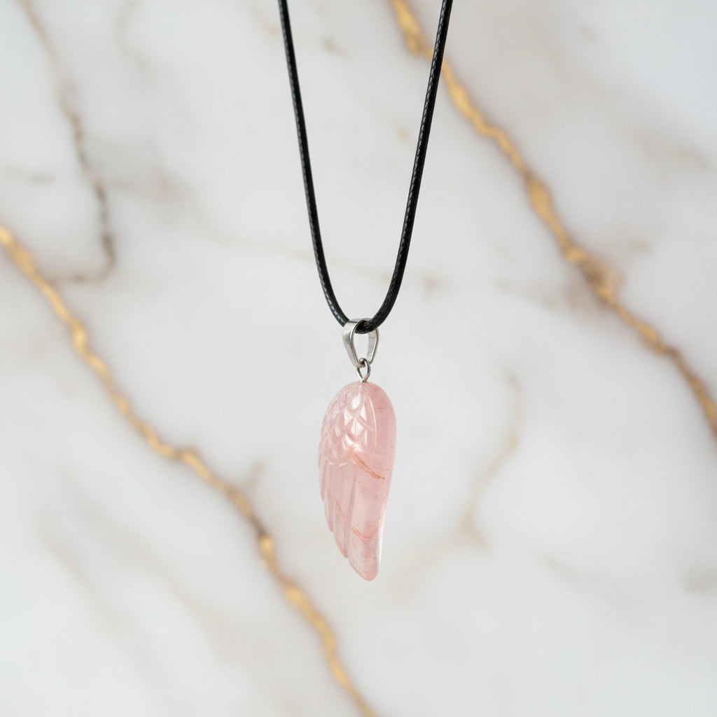Feuerquarz Halskette - Flügel Anhänger CrystalScents