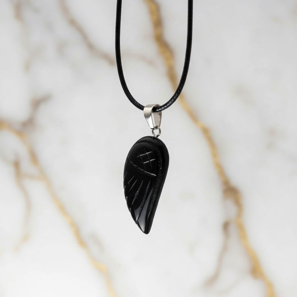 Obsidian Halskette - Flügel Anhänger CrystalScents