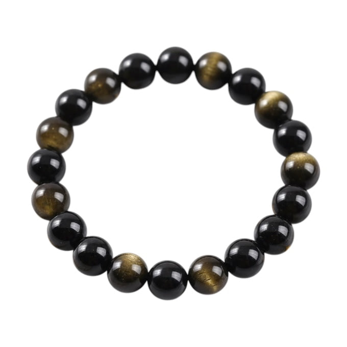 Gold Obsidian Kugelarmband – Schwarz mit goldenem Schimmer CrystalScents