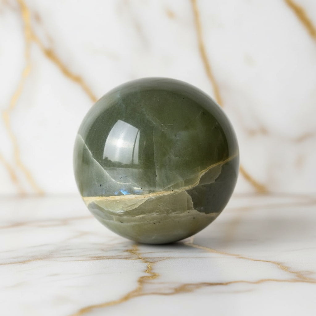 Grüne Mondstein Kugel - Harmonie & Ausgeglichenheit CrystalScents
