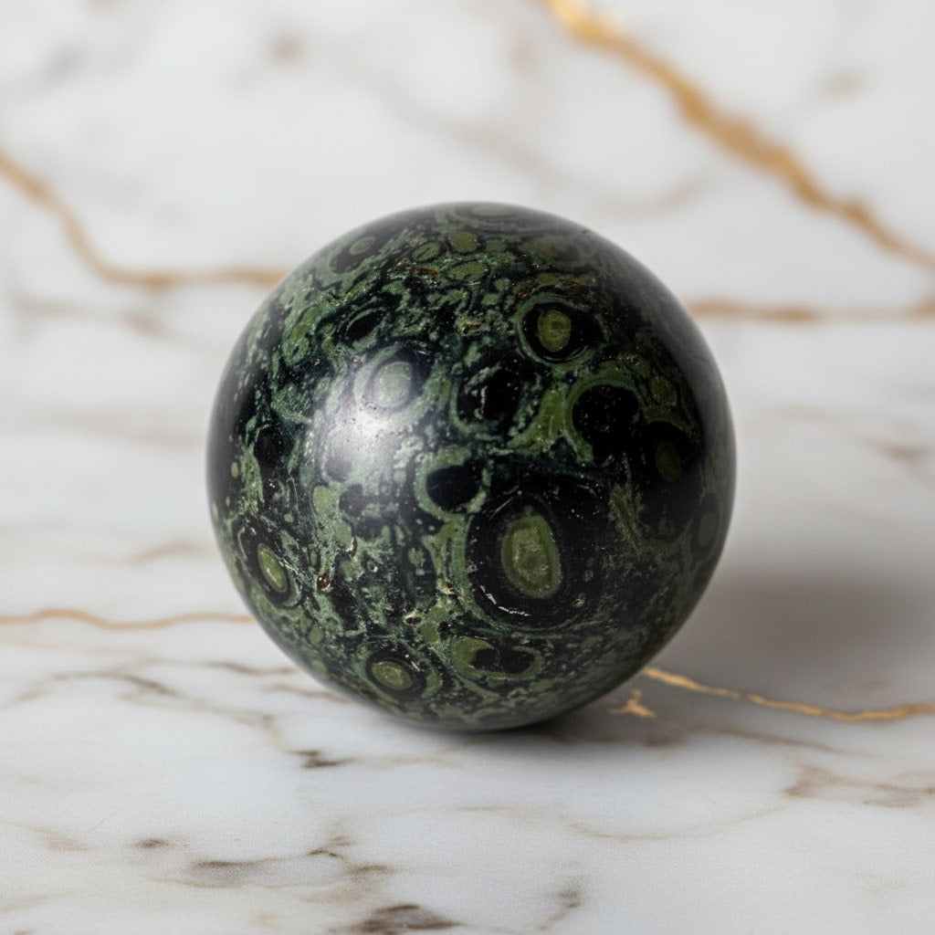 Kambaba Kugel – Pfauenauge Naturstein für Ruhe & Balance CrystalScents