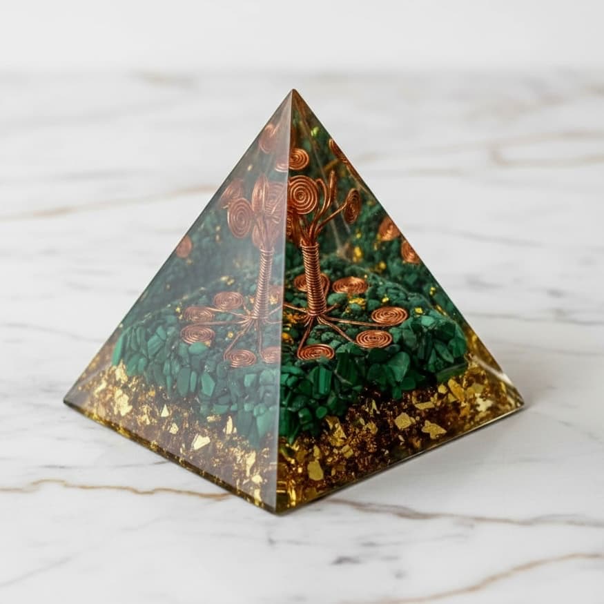 Orgonit Pyramide Malachit - Kupferbaum