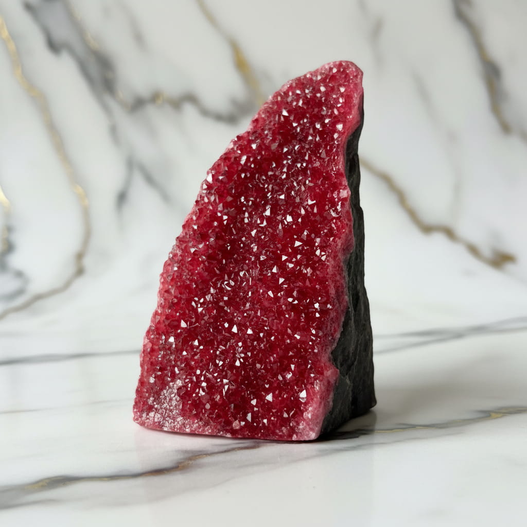 Amethystdruse Rot – Glitzernde Flamme für Wohnräume CrystalScents