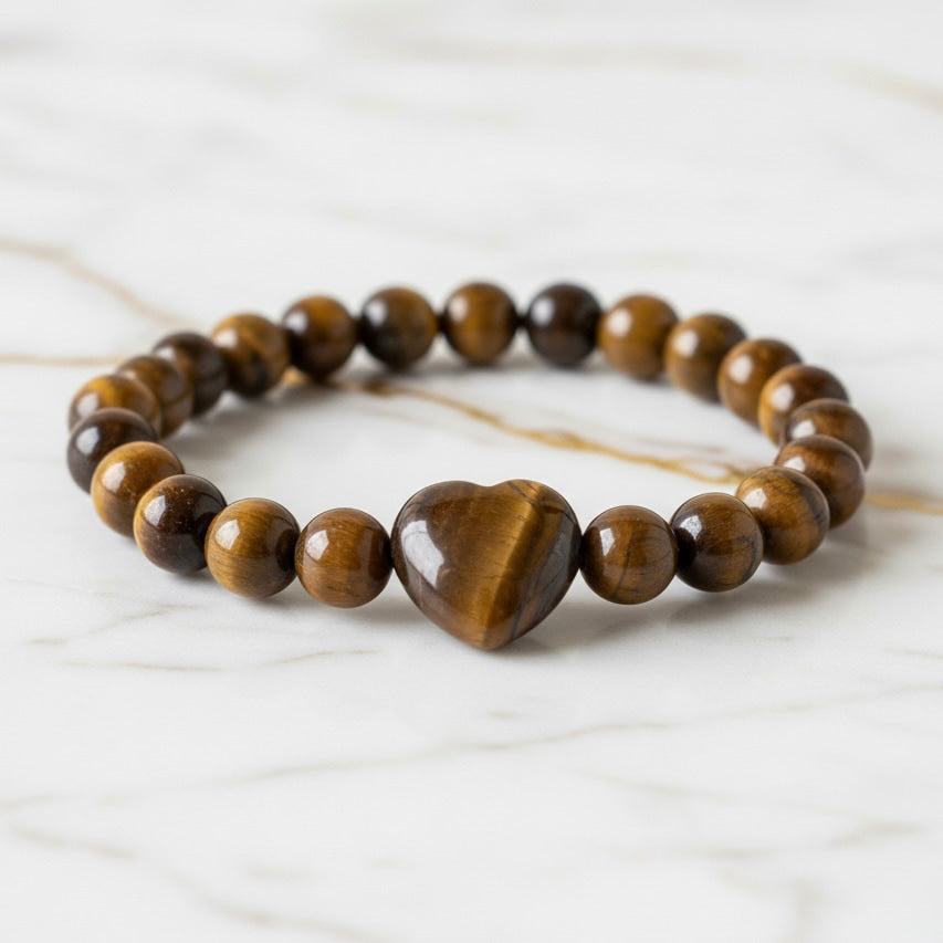 Tigerauge Kugelarmband - Herz & Mut CrystalScents