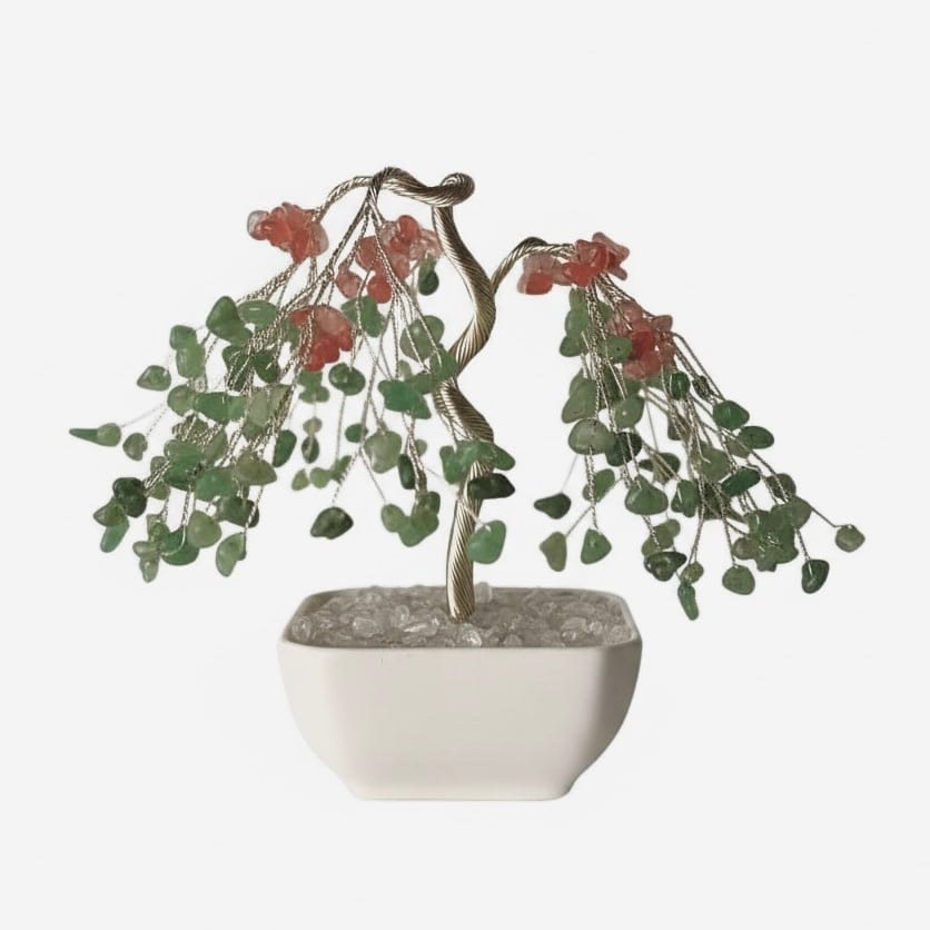 Aventurin & roter Achat Baum – Dekorativer Kristallbaum