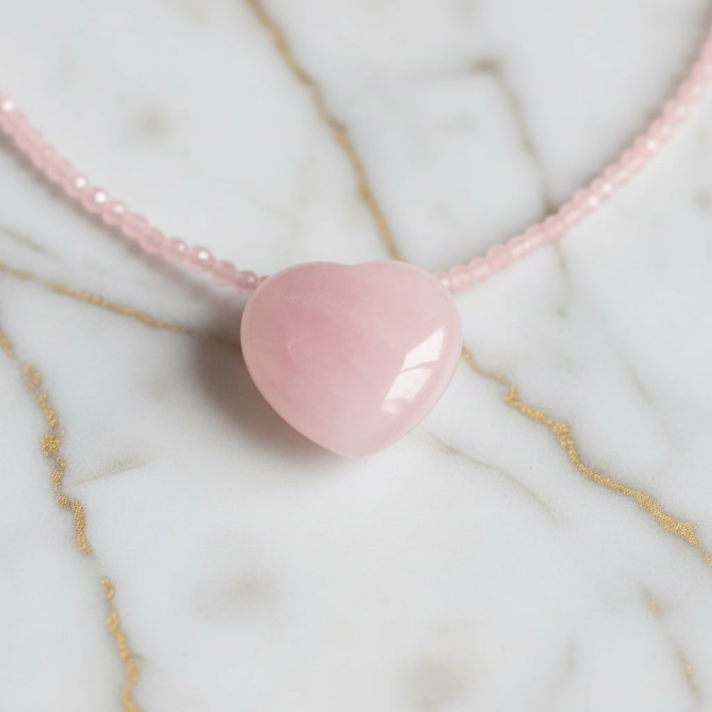 Rosenquarz Herz Halskette - Ruhe & Harmonie CrystalScents