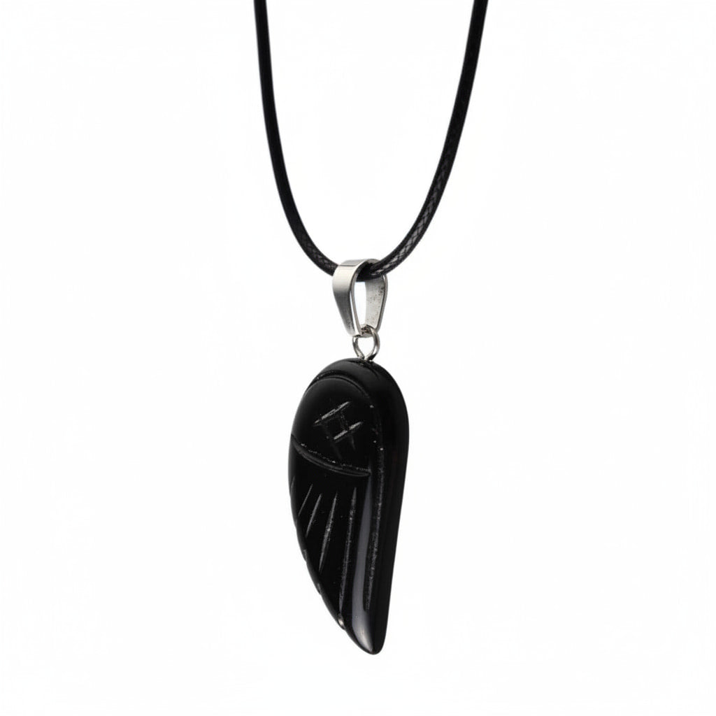 Obsidian Halskette - Flügel Anhänger CrystalScents