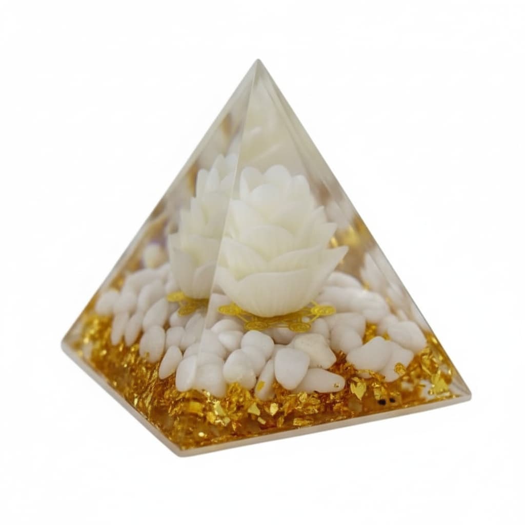 Orgonit Pyramide - Weiße Blume des Lebens CrystalScents