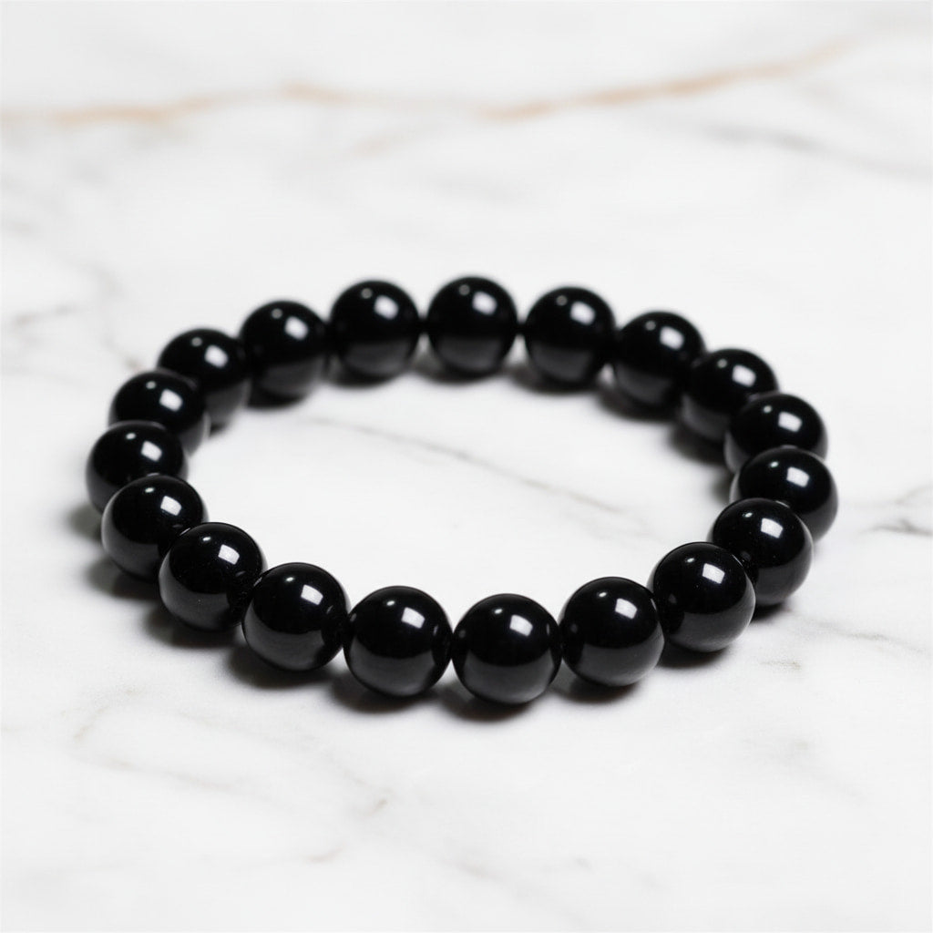 Obsidian Kugelarmband – Tiefschwarzer Glanz