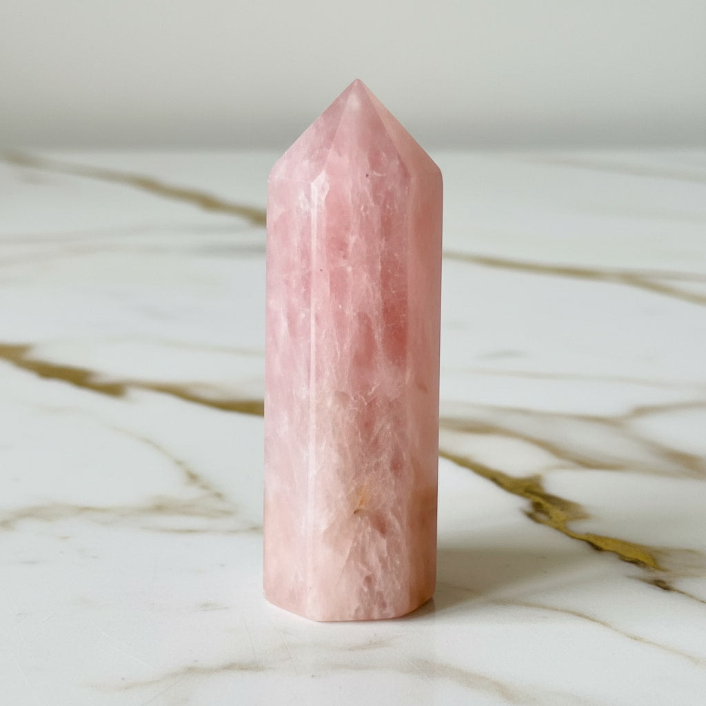 Rosenquarz Obelisk Mini – Herzenergie & Sanftmut