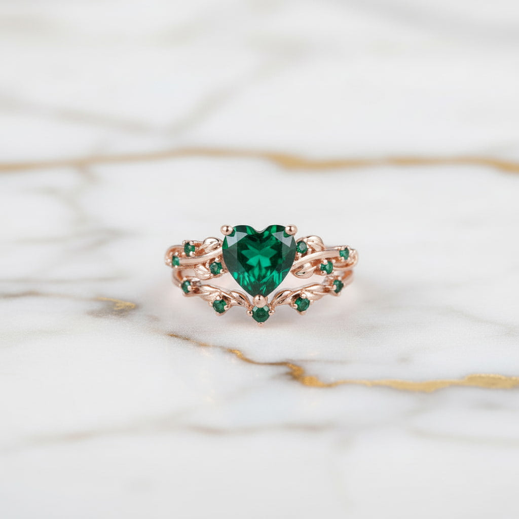Ring – 2-teilig mit grünem Herz CrystalScents