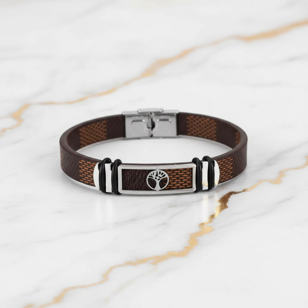 Lederarmband mit Magnet-Verschluss und Baum des Lebens CrystalScents