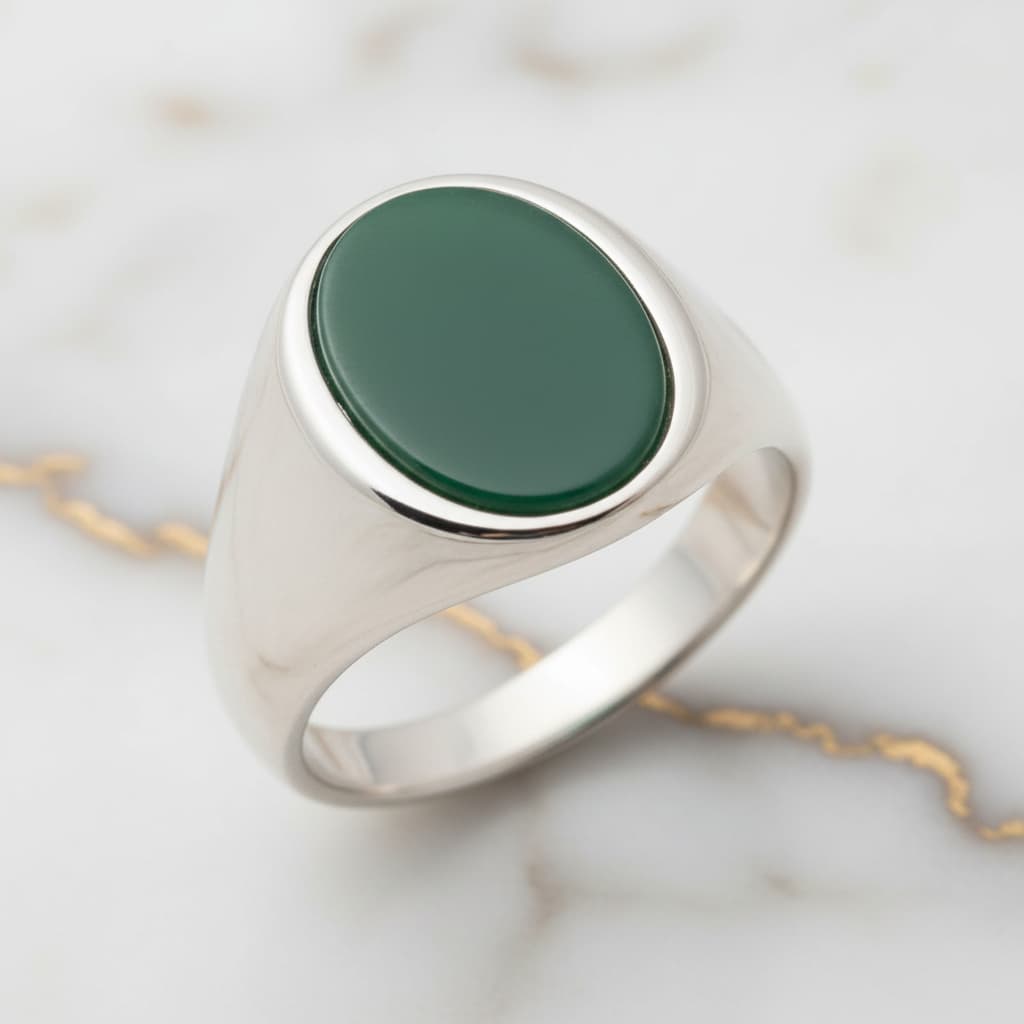 Onyx Ring Silber - grüner ovaler Kristall CrystalScents