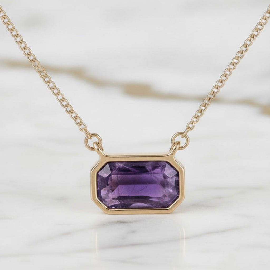 Amethyst Halskette – Harmonie & Ausstrahlung mit goldfarbener Kette CrystalScents