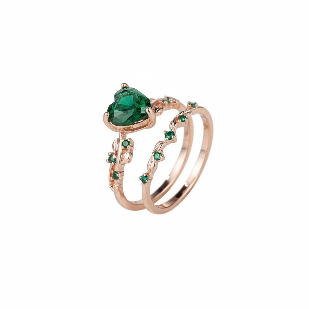 Ring – 2-teilig mit grünem Herz CrystalScents