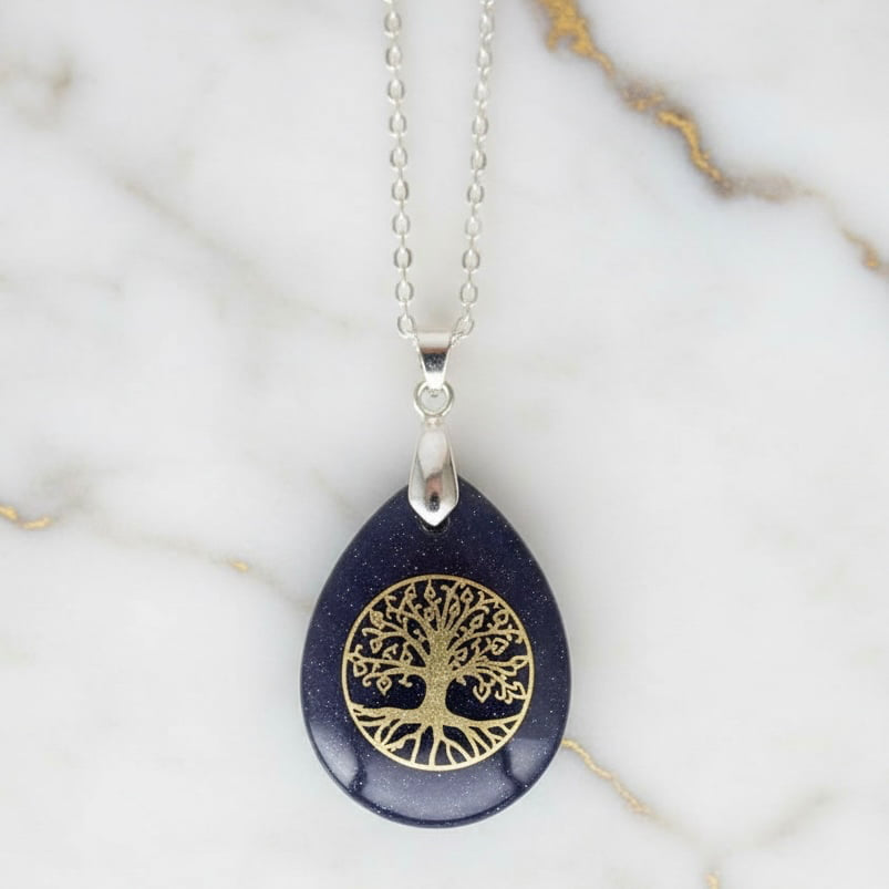 Blaufluss Halskette „Baum des Lebens“ CrystalScents