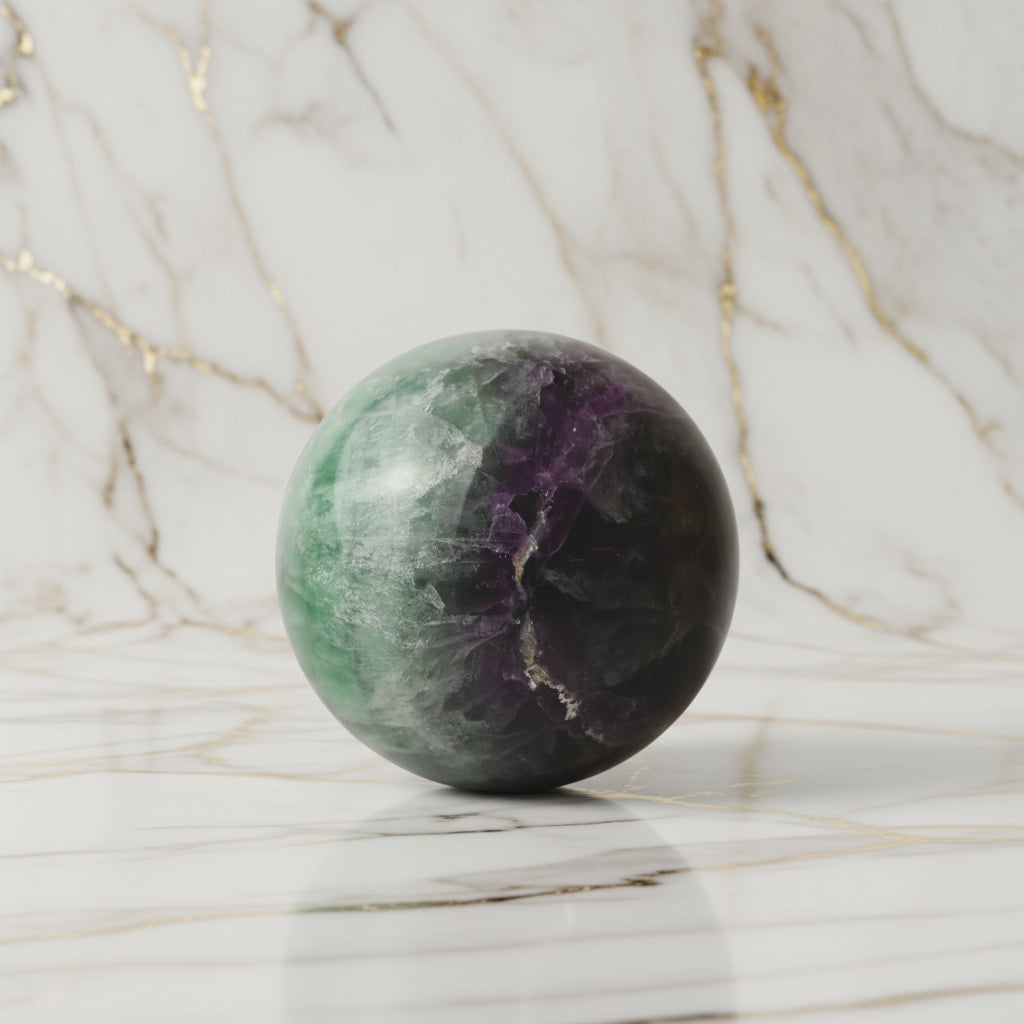 Große Fluorit Kugel – Dekoratives Highlight in Grün & Lila CrystalScents