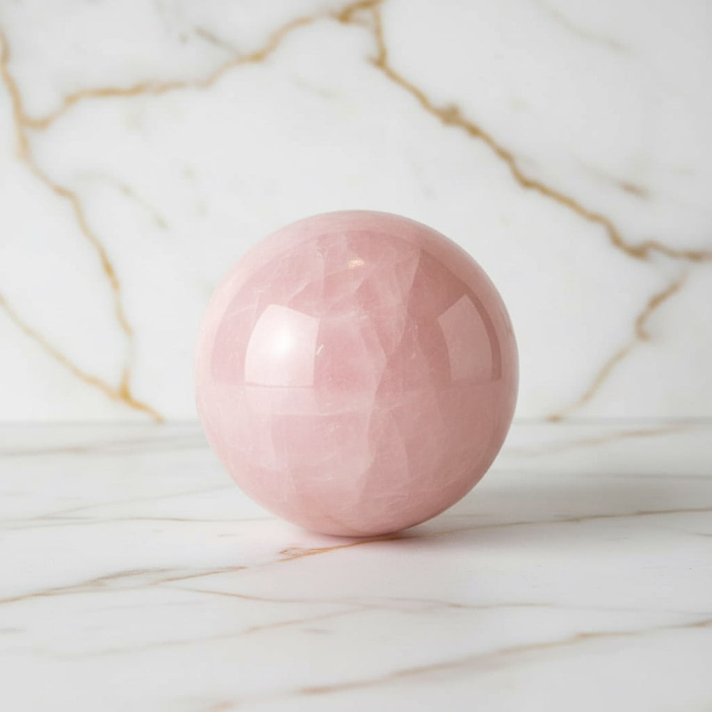 Rosenquarz Kugel – Friedvolle Energie CrystalScents
