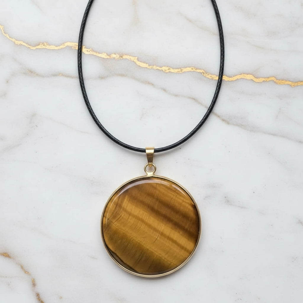 Tigerauge Halskette - Schimmernde Scheibe JETZT sichern CrystalScents