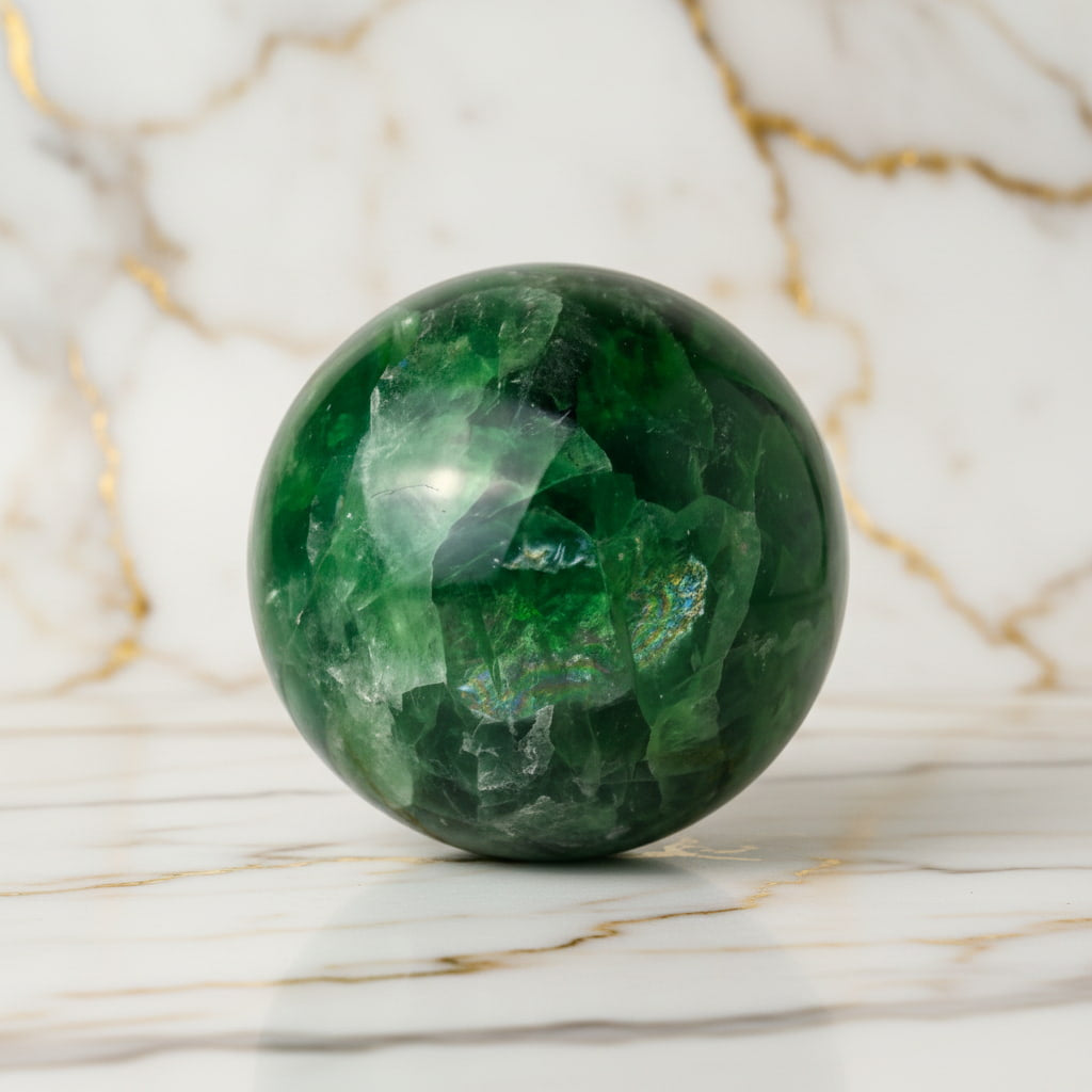Große Fluorit Kugel – Einzelstück in Dunkelgrün CrystalScents