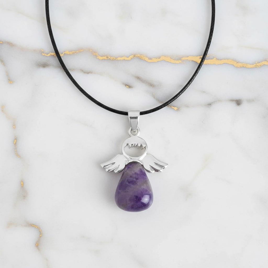 Amethyst Halskette – Engel Anhänger für Schutz & Harmonie CrystalScents
