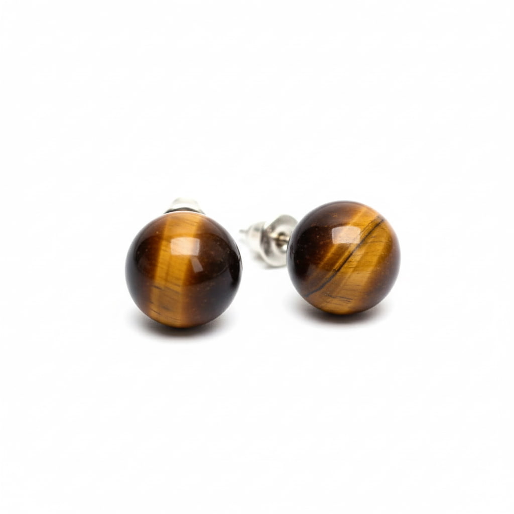 Tigerauge Ohrstecker - Schimmernde Kugeln CrystalScents