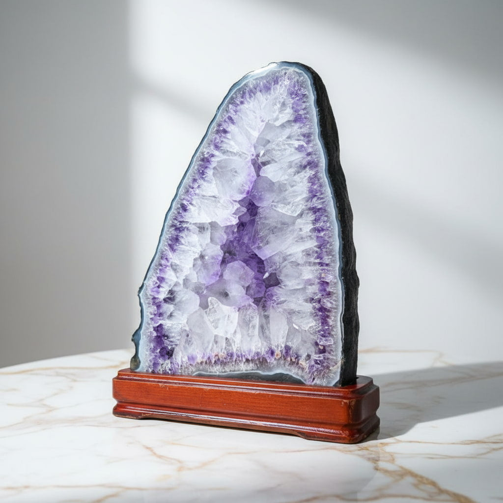 Sehr große Amethystdruse auf Podest – Erdung & Schönheit CrystalScents