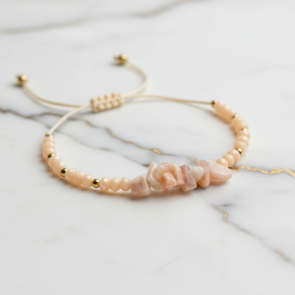 Pfirsich Mondstein Schutzarmband - Wärme & Glanz