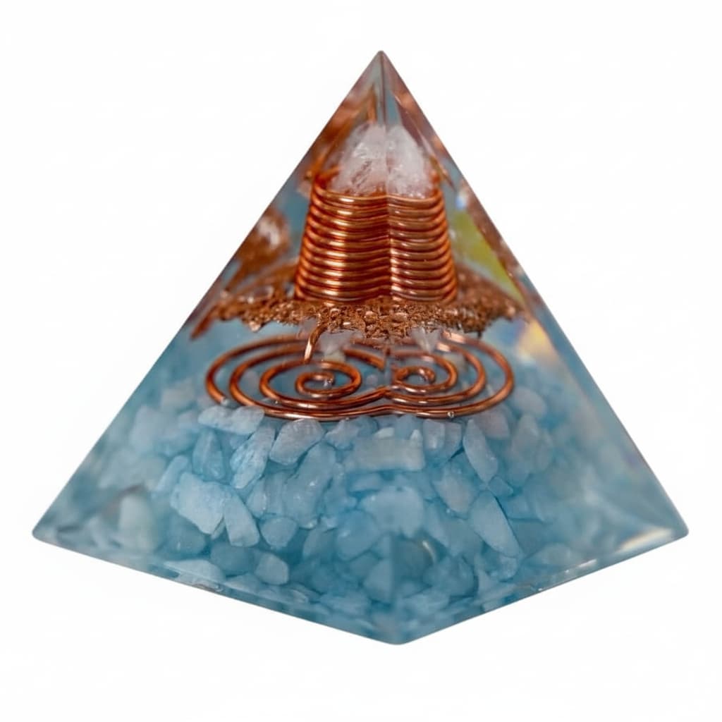 Orgonit Pyramide - Hellblau mit Doppelender CrystalScents